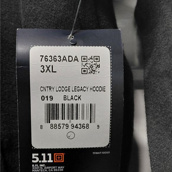 5.11 Mens Hoodie Sweatshirt 3XL Black Country Lodge Legacy Pullover Tactical NWT - Picture 6 of 10
